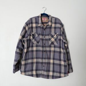 Wrangler Blue Plaid Fleece Lined Button Up